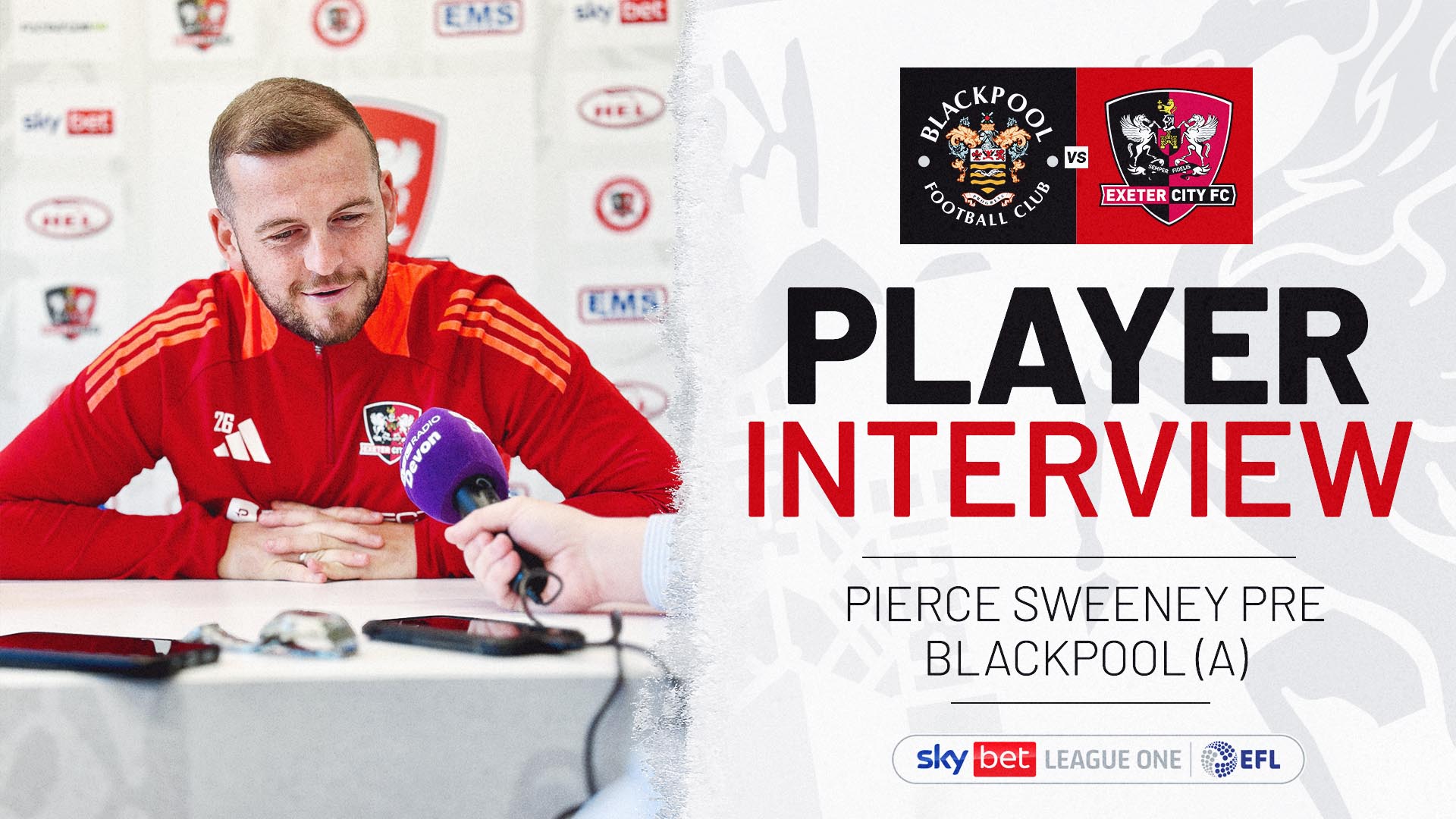 Pierce Sweeney interview image ahead of Blackpool match